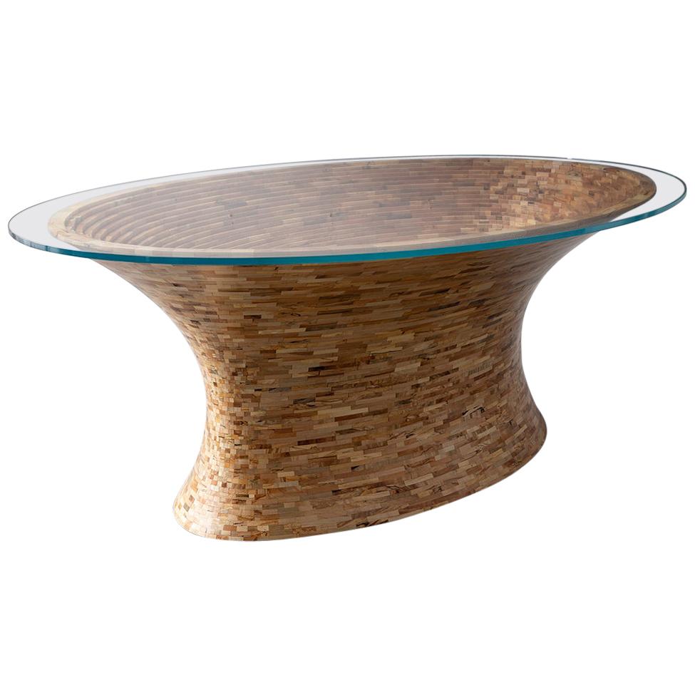Pottery Customizable Oval Stacked Coffee Table, Richard Haining, Shown Salvaged Mahogany