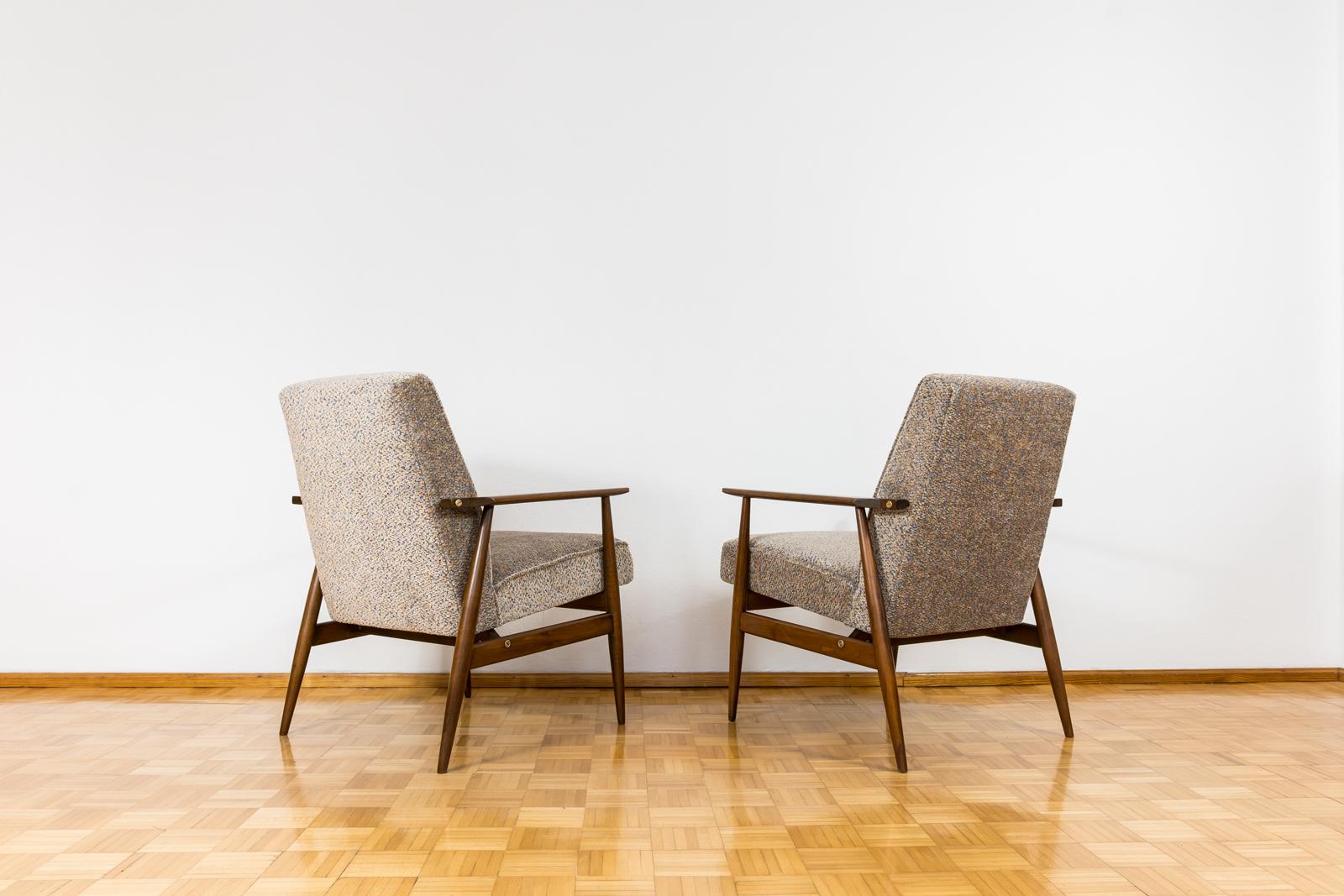Polish Customizable Pair Of Mid Century Armchairs Type 300-190 by H.Lis, 1960's For Sale