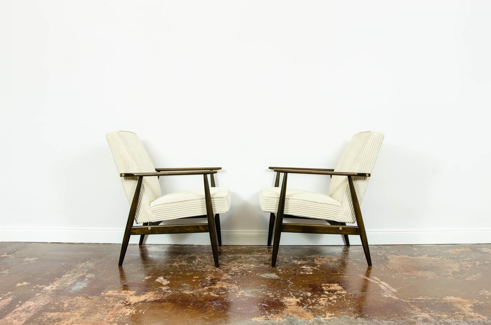 Polish Pair Of Mid Century Armchairs Type 300-190 by H.Lis, 1960's For Sale