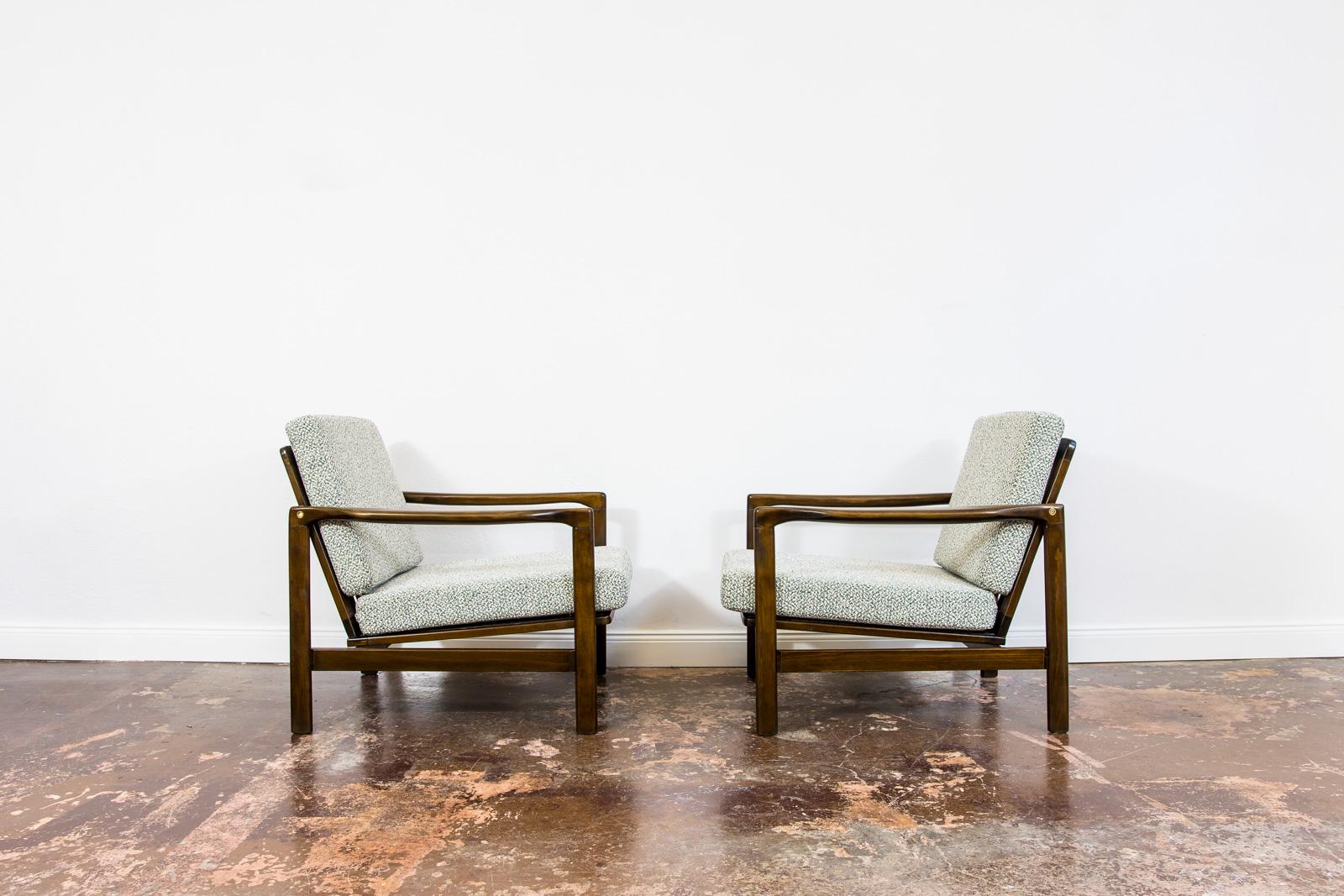 Polish Customizable Pair Of Mid Century Armchairs B7522 by Zenon Bączyk, 1960's For Sale