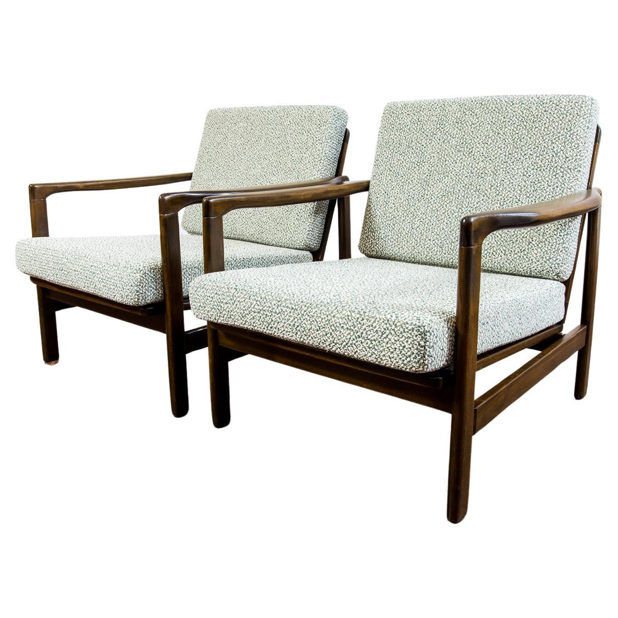 Customizable Pair Of Mid Century Armchairs B7522 by Zenon Bączyk, 1960's For Sale