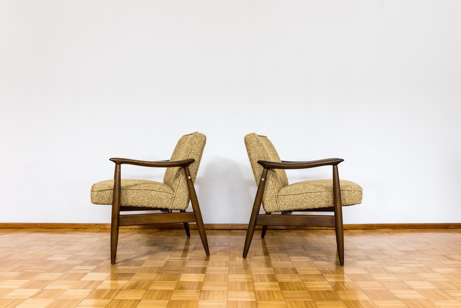 20th Century Customizable Pair Of Restored Mid Century Armchairs, fabric by Kvadrat, 1960s For Sale