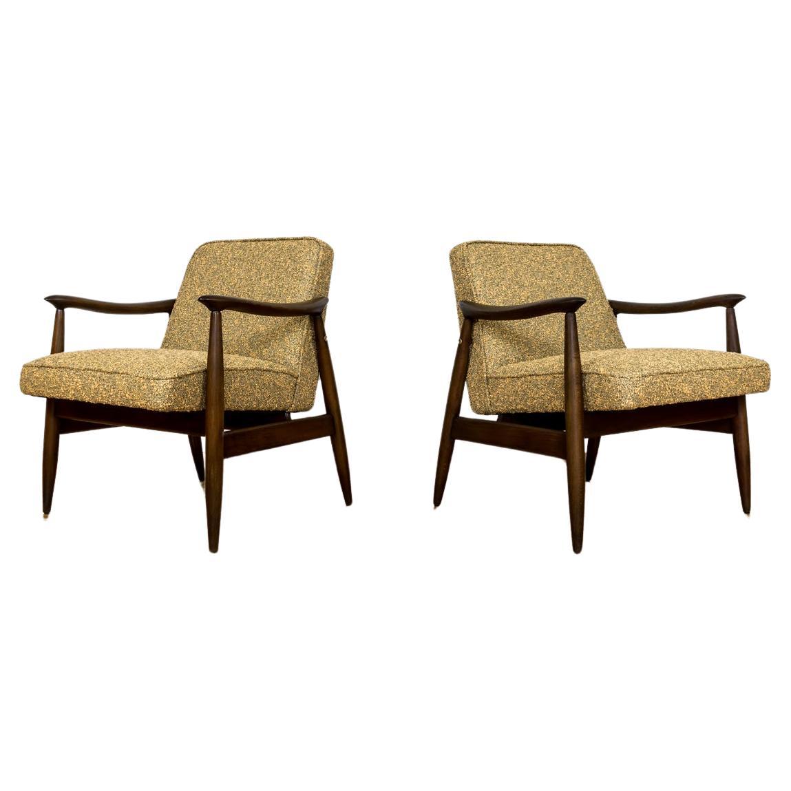 Customizable Pair Of Restored Mid Century Armchairs, fabric by Kvadrat, 1960s For Sale