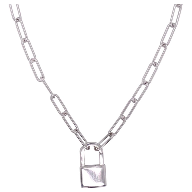 Customizable Paperclip Chain with Locket Pendant Sterling Silver Love