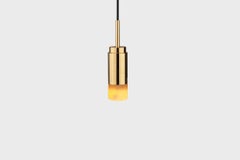 Customizable Pendant Lamp 'Donya Spot' by Anour, Amber Cylinder, Polished Brass