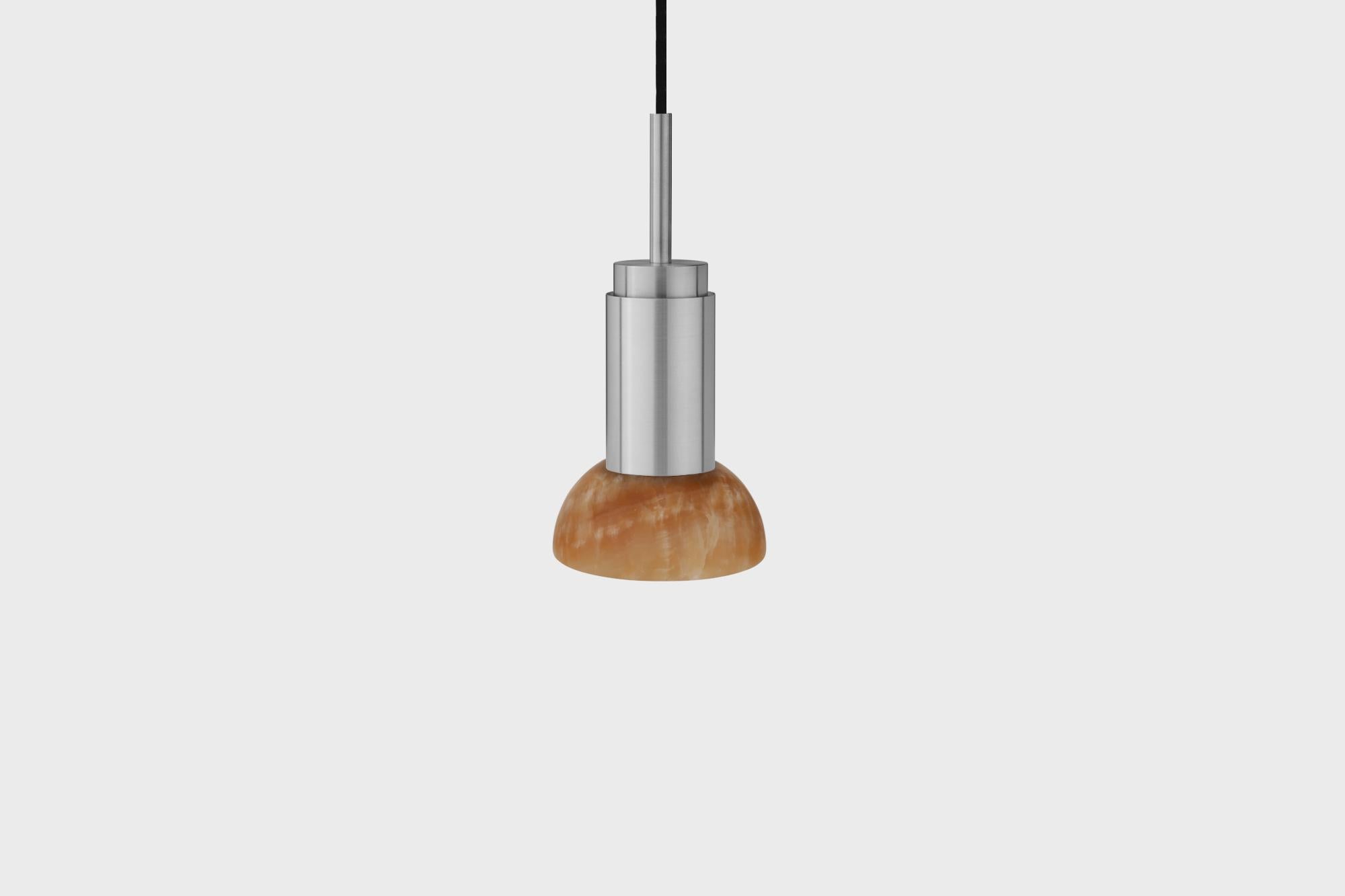 Customizable Pendant Lamp 'Donya Spot' by Anour, Amber Moon, Brushed Steel

Dimensions:
ø 12 cm x H. 25 cm

Technical details:
- 240V / 120V
- GU 10 bulb (bulb not included)
- Wattage: Max. 6 W

Cord: 
- 3,2m black textile cord 

Dimmer: 
- No