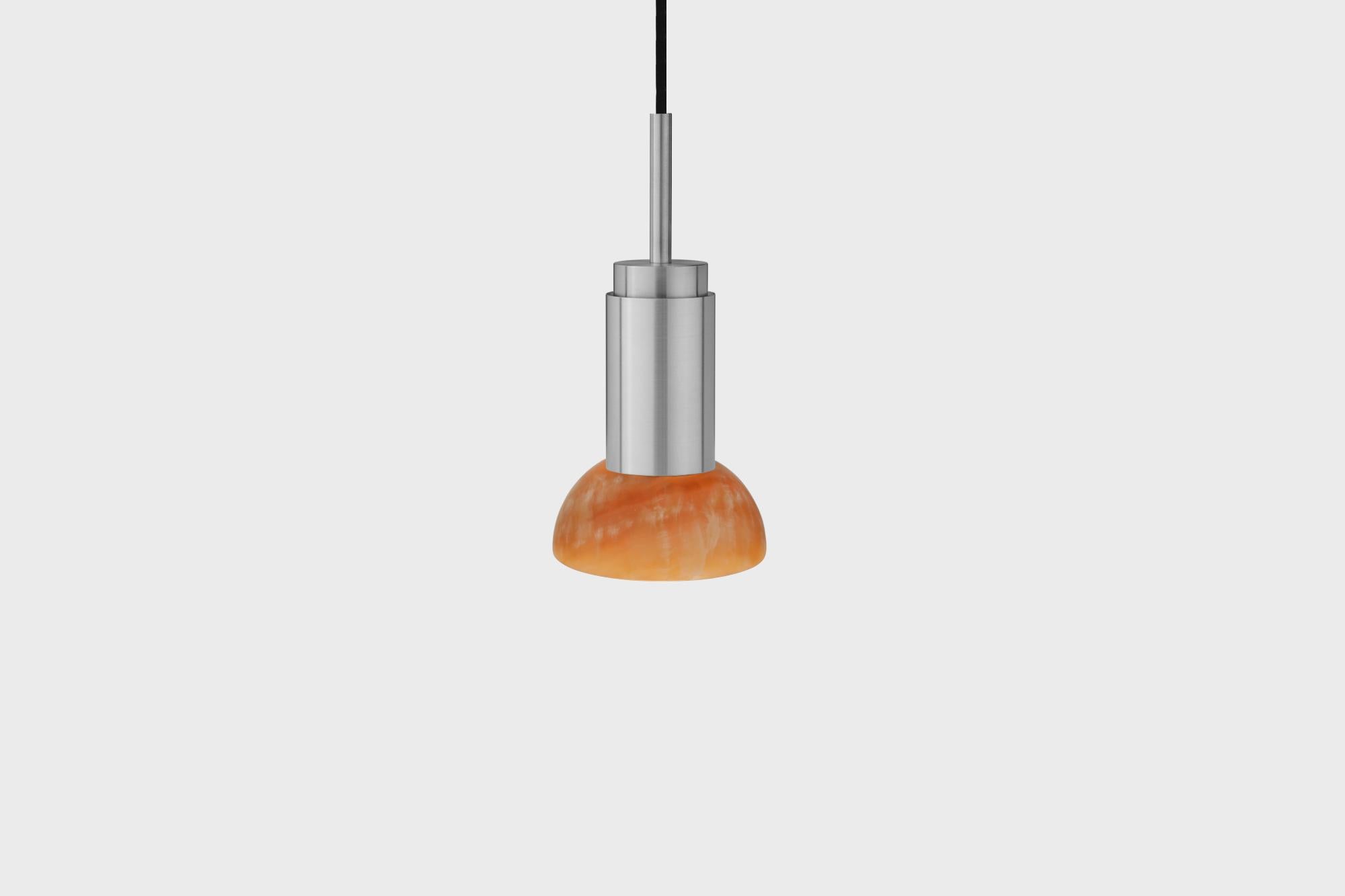 Modern Customizable Pendant Lamp 'Donya Spot' by Anour, Amber Moon, Brushed Steel For Sale