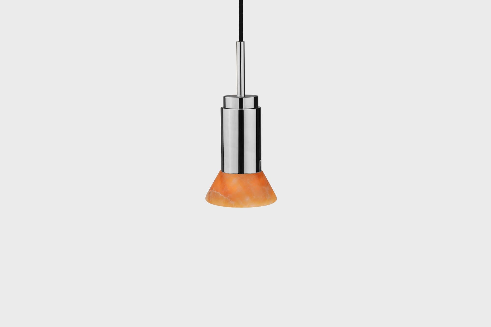 Customizable Pendant Lamp 'Donya Spot' by Anour, Amber Trapeze, Browned Brass For Sale 12