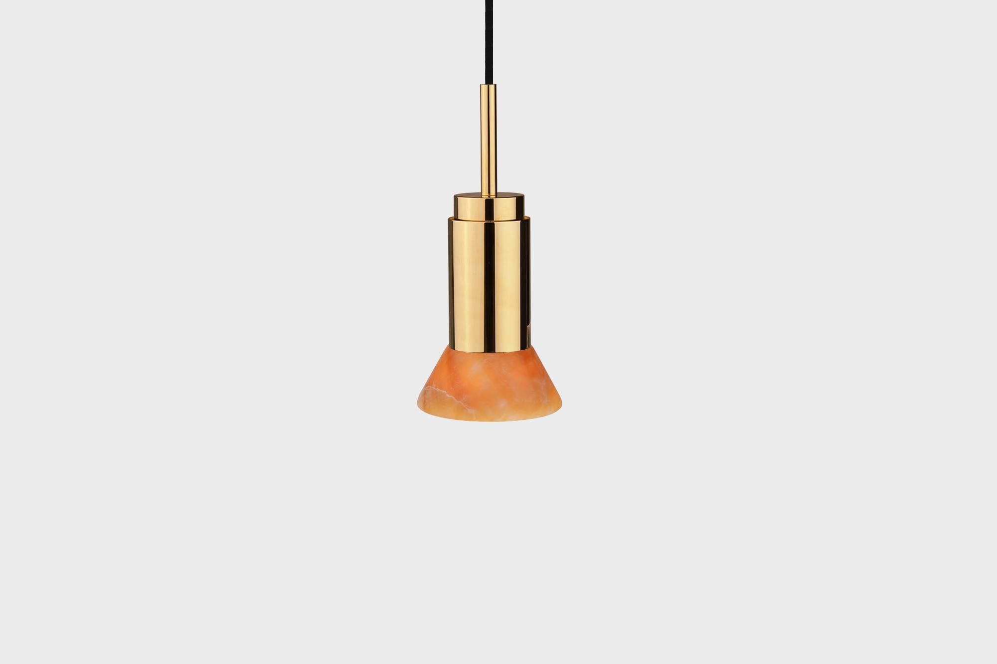Customizable Pendant Lamp 'Donya Spot' by Anour, Amber Trapeze, Browned Brass For Sale 13