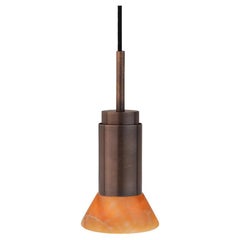 Customizable Pendant Lamp 'Donya Spot' by Anour, Amber Trapeze, Browned Brass