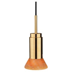 Customizable Pendant Lamp 'Donya Spot' by Anour, Amber Trapeze, Polished Brass