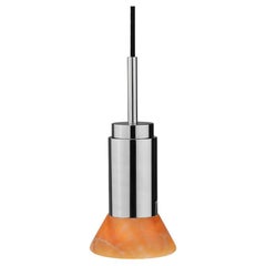 Customizable Pendant Lamp 'Donya Spot' by Anour, Amber Trapeze, Polished Steel