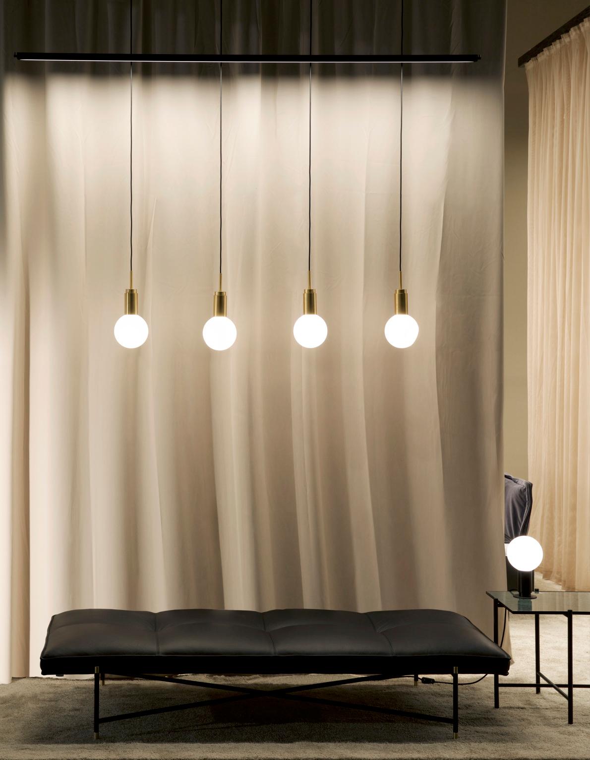 Stainless Steel Customizable Pendant Lamp 'Donya Spot' by Anour, Sphere, Brushed Steel For Sale