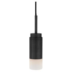 Customizable Pendant Lamp 'Donya Spot' by Anour, White Cylinder, Black Steel