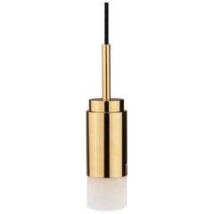 Customizable Pendant Lamp 'Donya Spot' by Anour, White Cylinder, Polished Brass