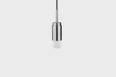Customizable Pendant Lamp 'Donya Spot' by Anour, White Cylinder, Polished Steel