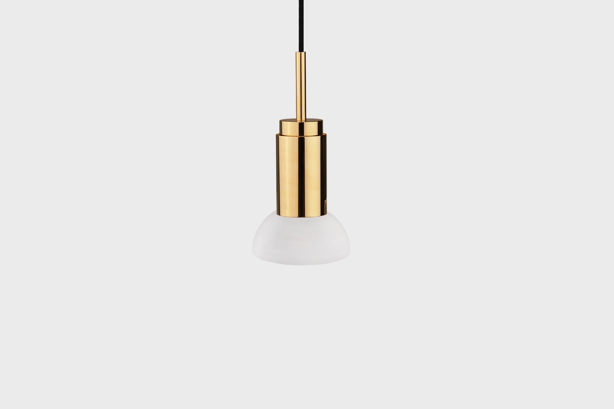 Modern Customizable Pendant Lamp 'Donya Spot' by Anour, White Moon, Polished Brass For Sale