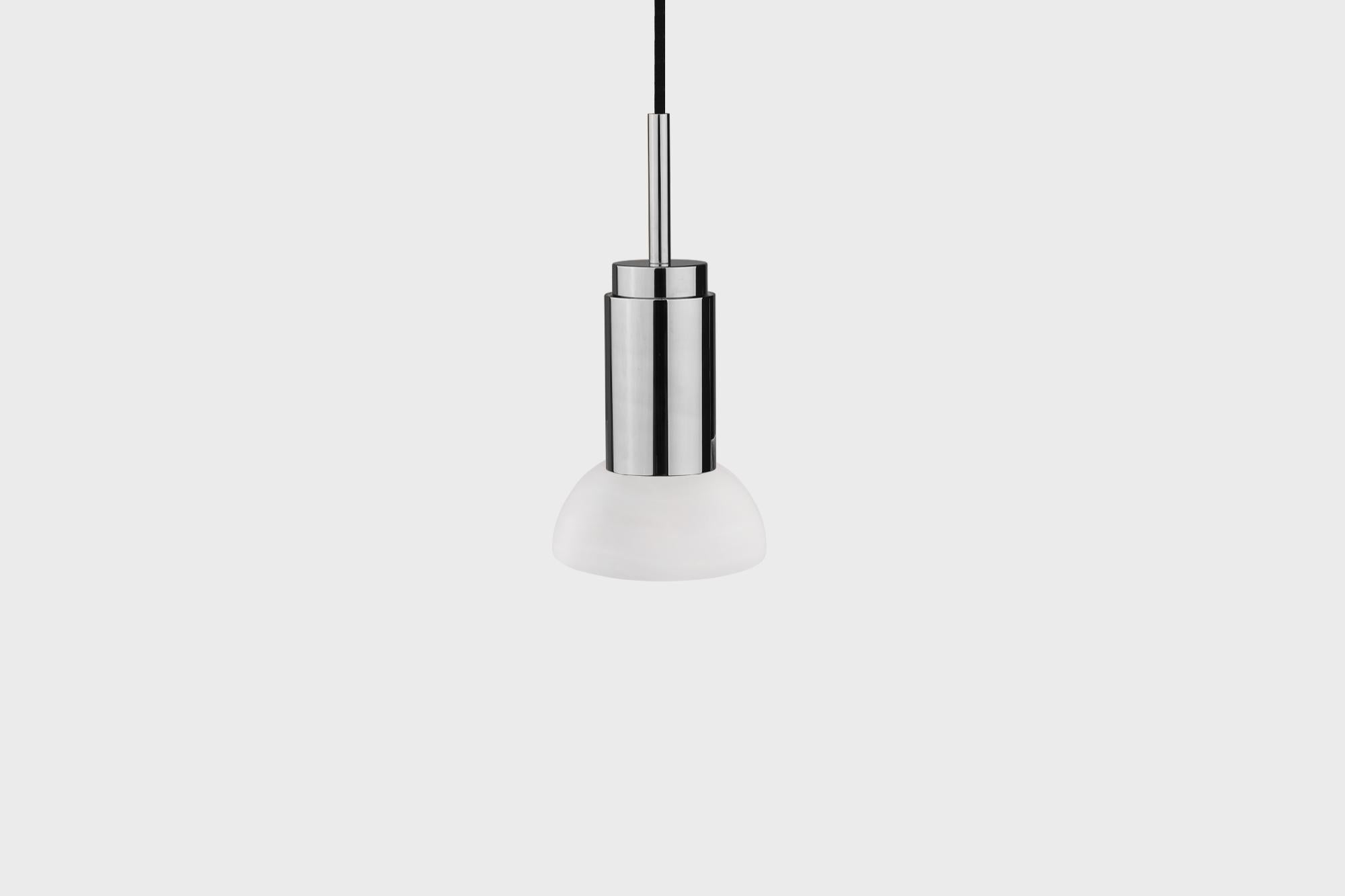 Modern Customizable Pendant Lamp 'Donya Spot' by Anour, White Moon, Polished Steel For Sale