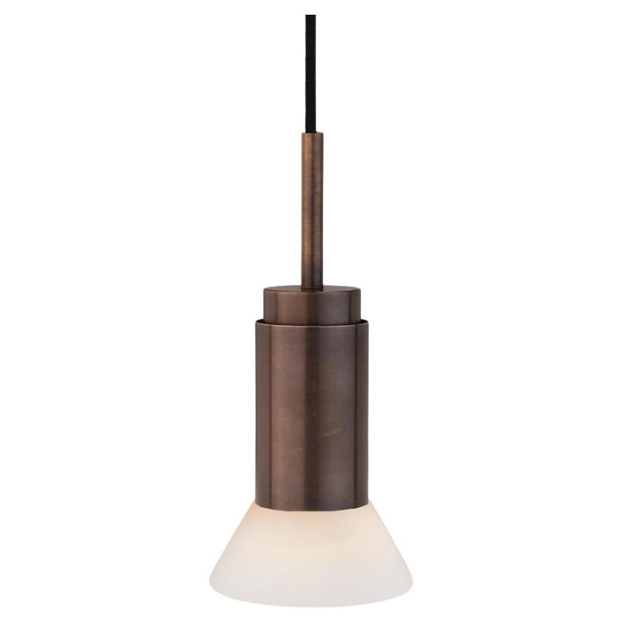 Customizable Pendant Lamp 'Donya Spot' by Anour, White Trapeze, Browned Brass For Sale