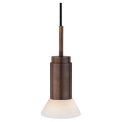 Customizable Pendant Lamp 'Donya Spot' by Anour, White Trapeze, Browned Brass