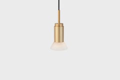 Customizable Pendant Lamp 'Donya Spot' by Anour, White Trapeze, Brushed Brass
