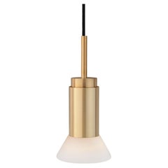Lampe suspendue personnalisable 'Donya Spot' par Anour, Trapèze blanc, laiton brossé