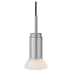 Customizable Pendant Lamp 'Donya Spot' by Anour, White Trapeze, Brushed Steel