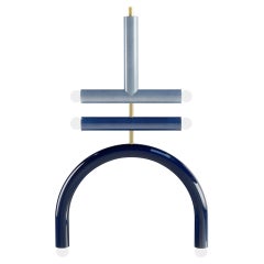Customizable Pendant Lamp TRN F2, Brass Rod, Light Blue, Medium Blue, Navy Blue 
