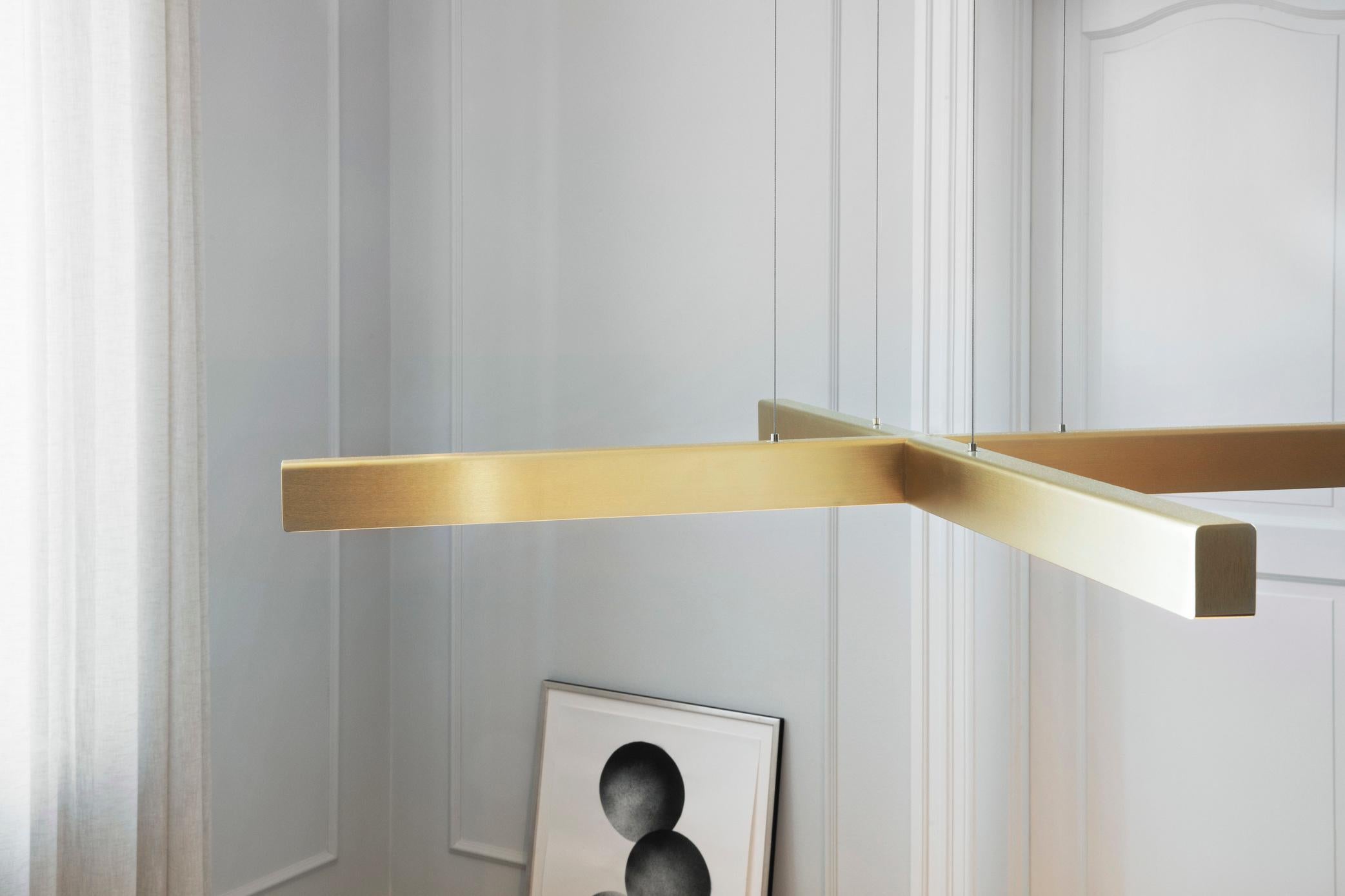 Contemporary Customizable Pendant Lamp 'X-Model' by Anour, Brushed Brass For Sale