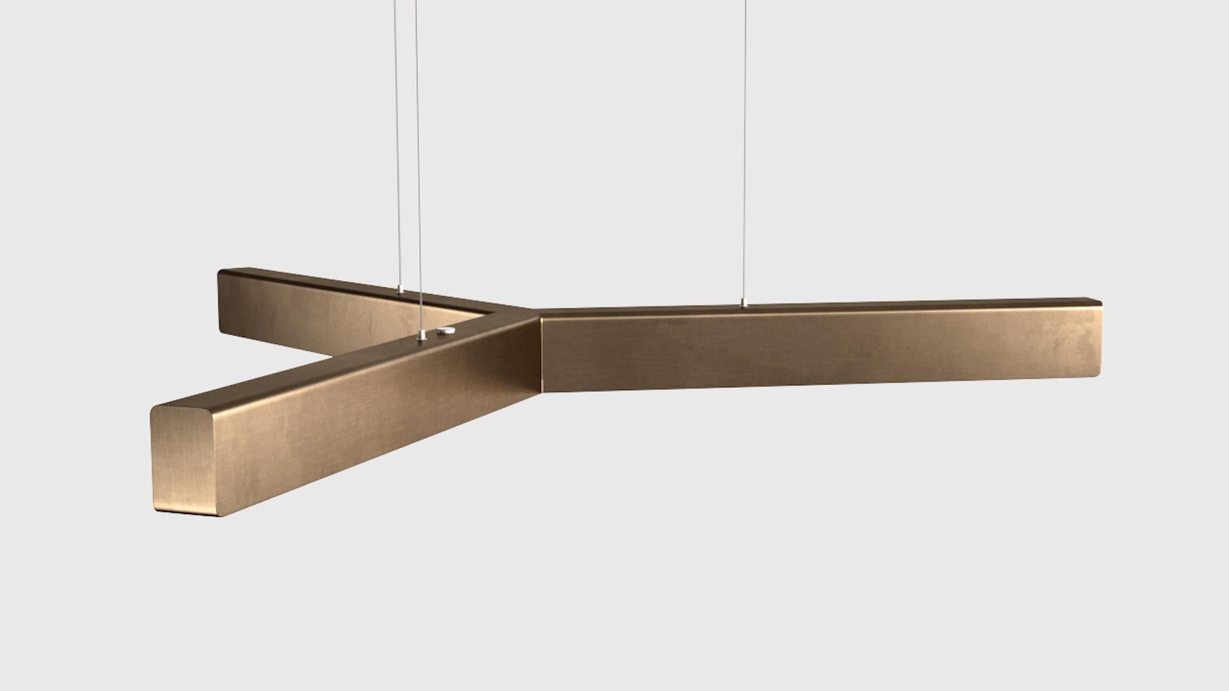Customizable Pendant Lamp 'Y-Model' by Anour, Browned Brass

Dimensions:
H: 5,3cm x Ø80 cm

Technical details:
- 240V / 120V (available with Switchex) 
- Illumination LED
- Wattage: 31 W
- Light output: 1490 lm 
- Color temperature: from 2700K to