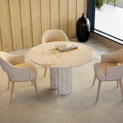 Indoor/Outdoor Plisse' Round Table with Faux Marble Finish - Seats 6
