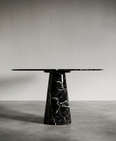 Customizable Polished Monolith Round Dining Table in Alexander Black Marble