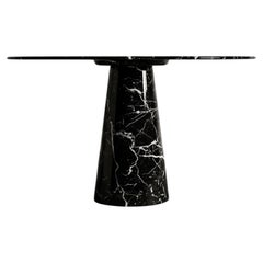 Anpassbarer runder Esstisch aus poliertem Monolith in Alexander Schwarzem Marmor