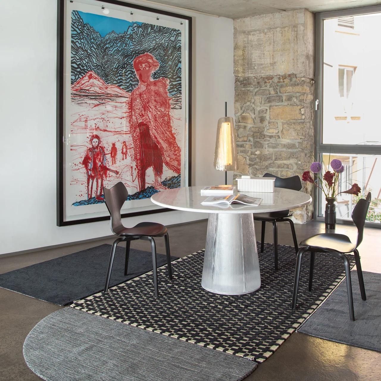Glass Customizable Pulpo Bent Dining Table with Marble Top  BY SEBASTIAN HERKNER For Sale