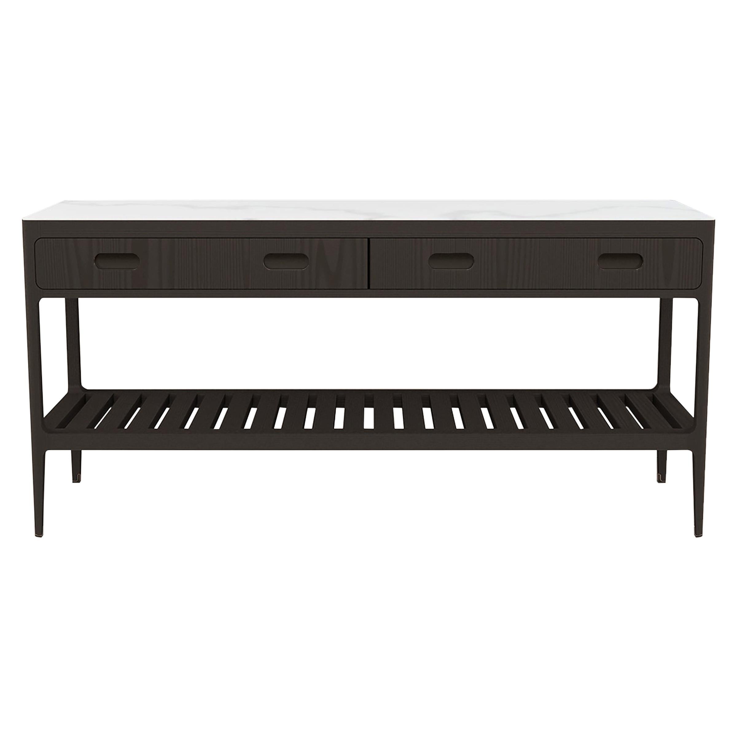 Customizable Radius Console Table in Blackened Ash by Munson Furniture For Sale