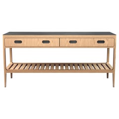 Customizable Radius Console Table in Oak and Patinated Brass by Munson Furniture