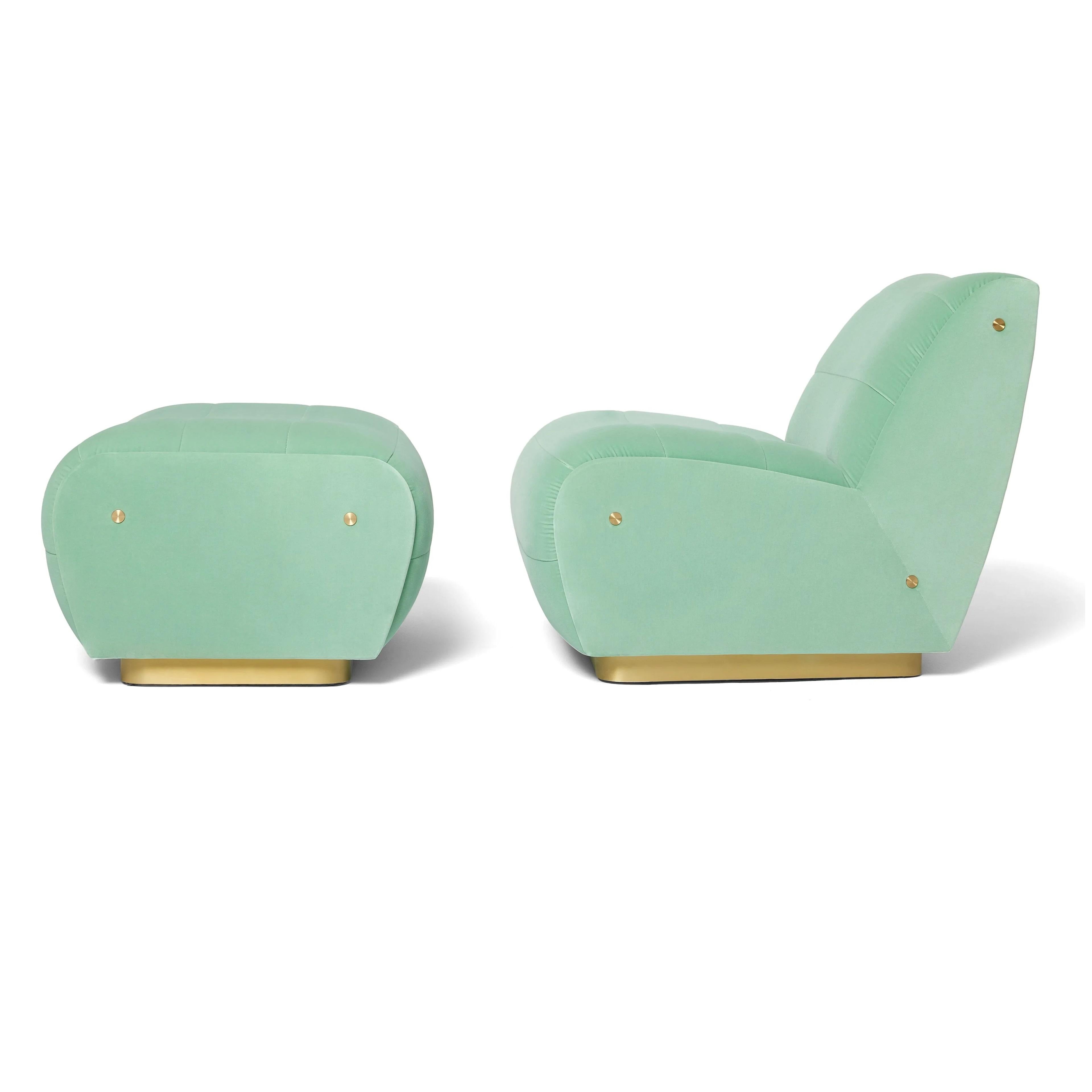 Conjunto personalizable de sillón y otomana de estilo retro by Munna Design Portugués en venta