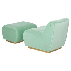Customizable Retro Style Armchair With Ottoman Set by Munna Design