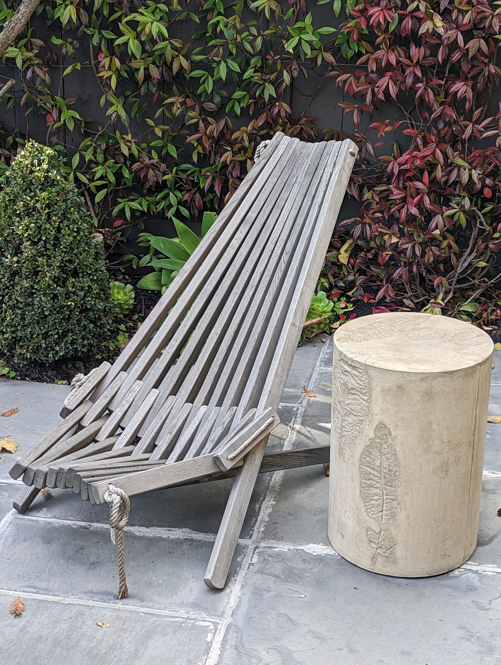 Customizable Round Concrete Stools & Side Tables with Leaf Impressions, 'Pliny' For Sale 3