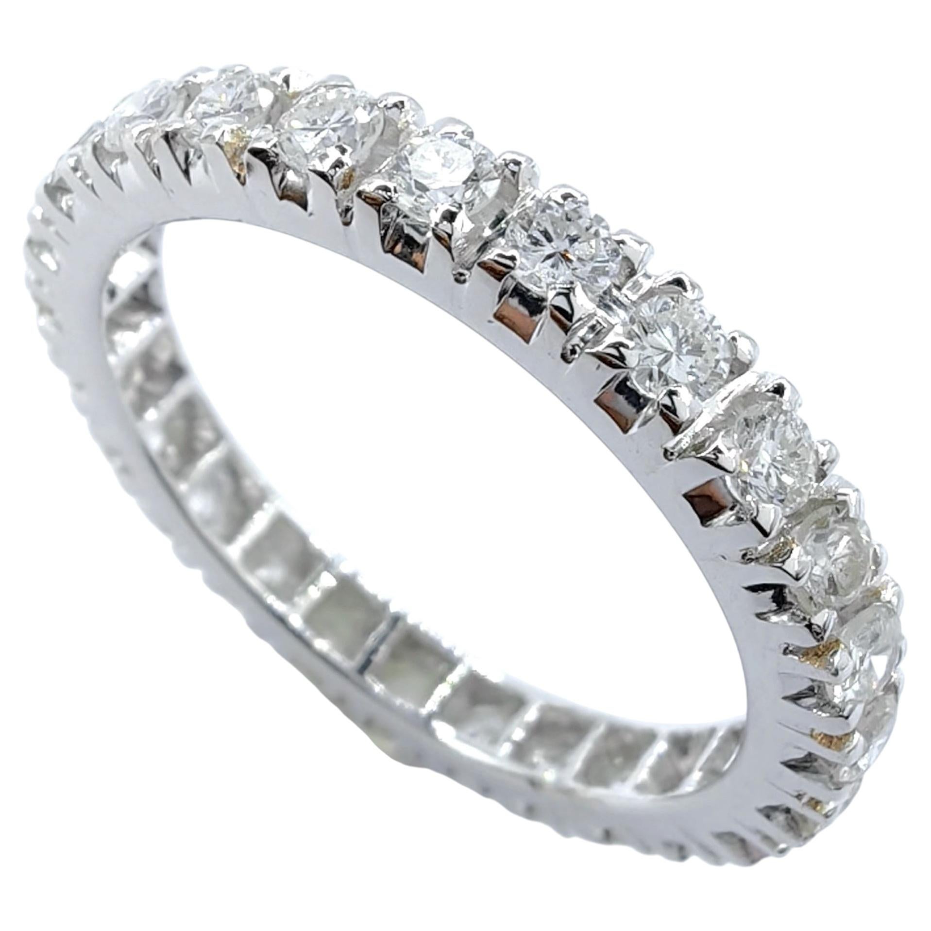 Customizable Round Diamond Full Eternity Wedding Band in Solid 18K White Gold