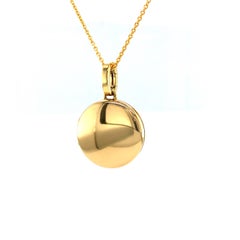 Customizable Round Polished Pendant Locket - 18k Rose Gold - Diameter 21 mm
