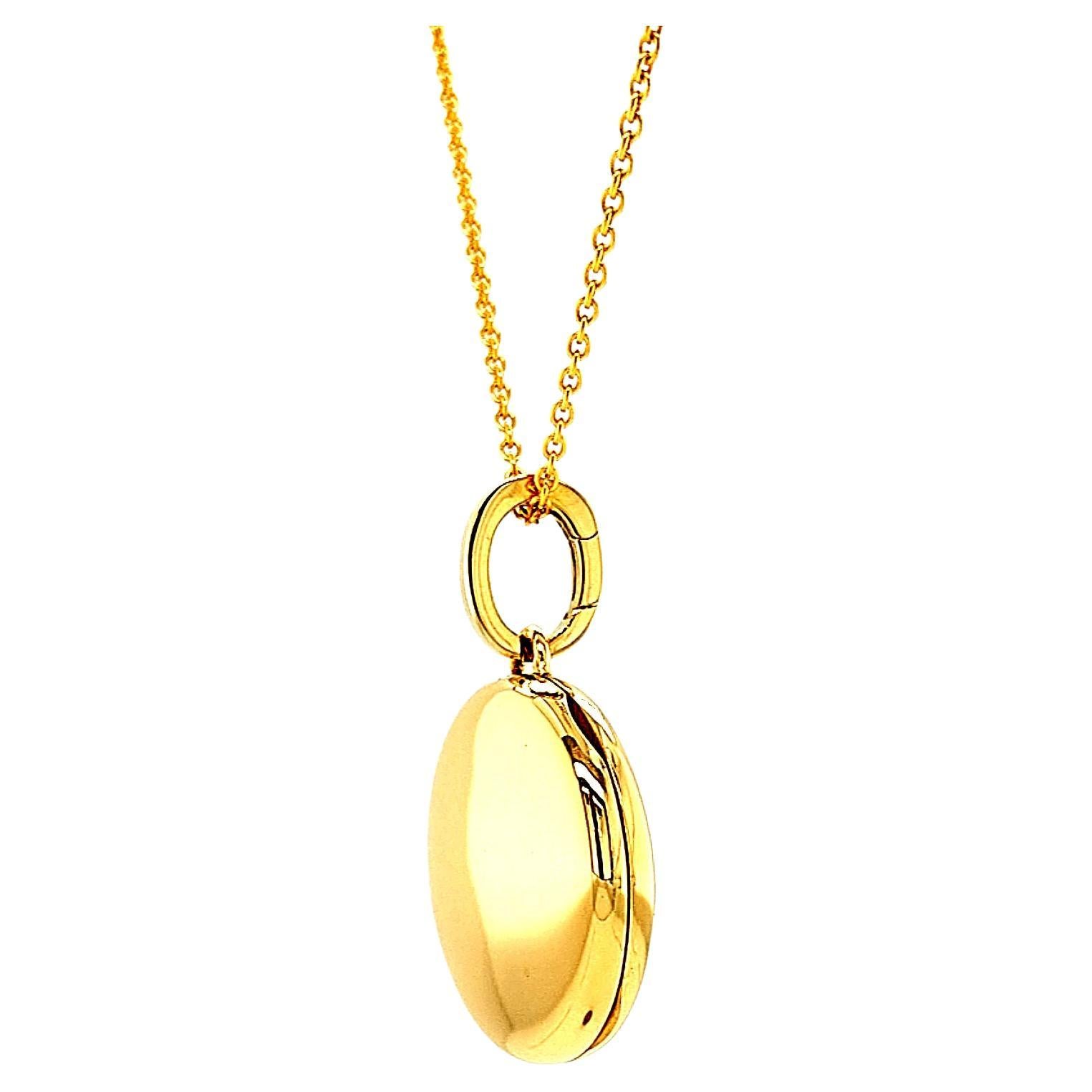 Médaillon pendentif rond personnalisable en or jaune 18 carats, diamètre 26,0 mm