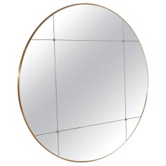 Rounded Brass Frame Window Pane Look Mirror Art Deco Style Customizable 