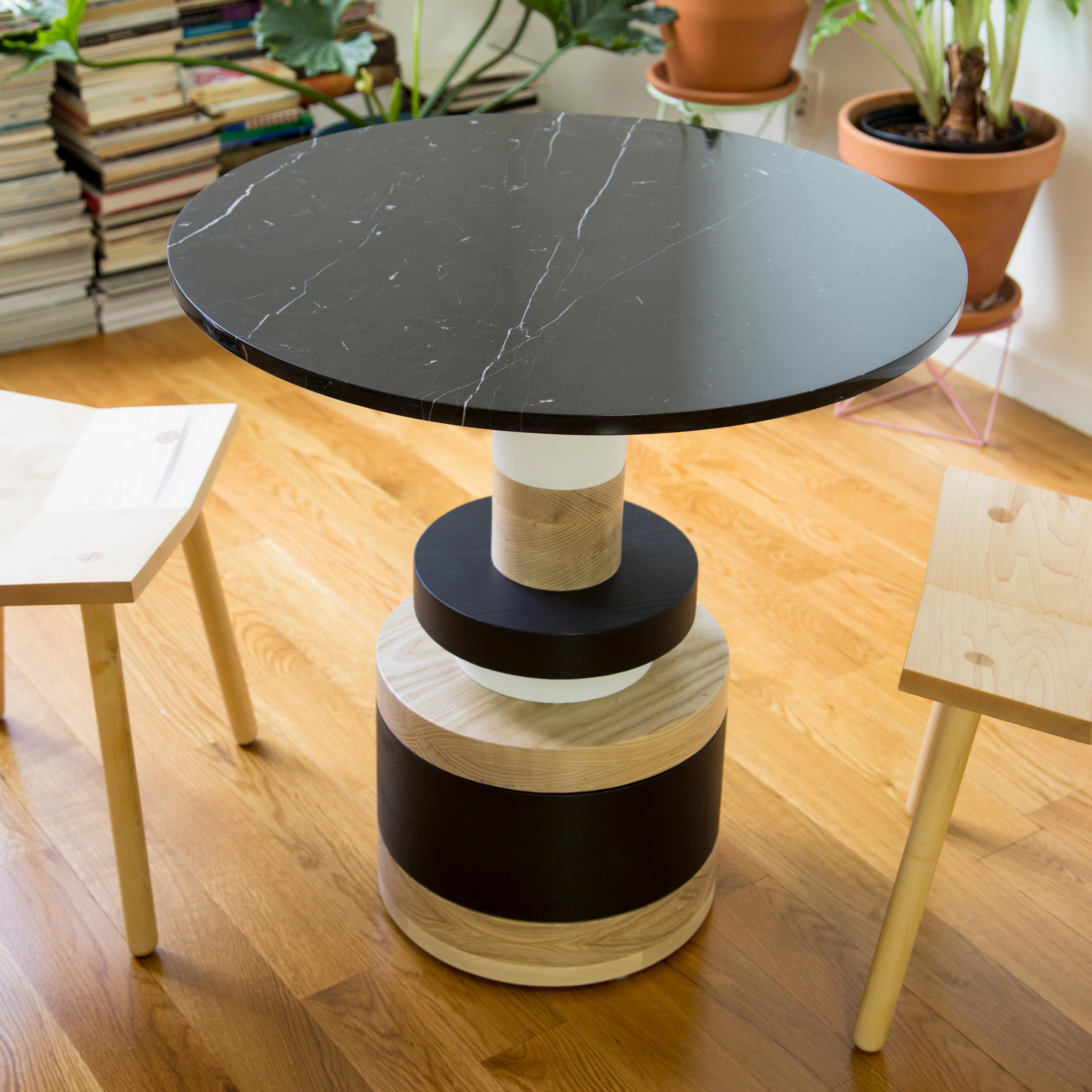 Modern Sass Cafe Table from Souda, Small, Black Marble Top, Made to Order For Sale