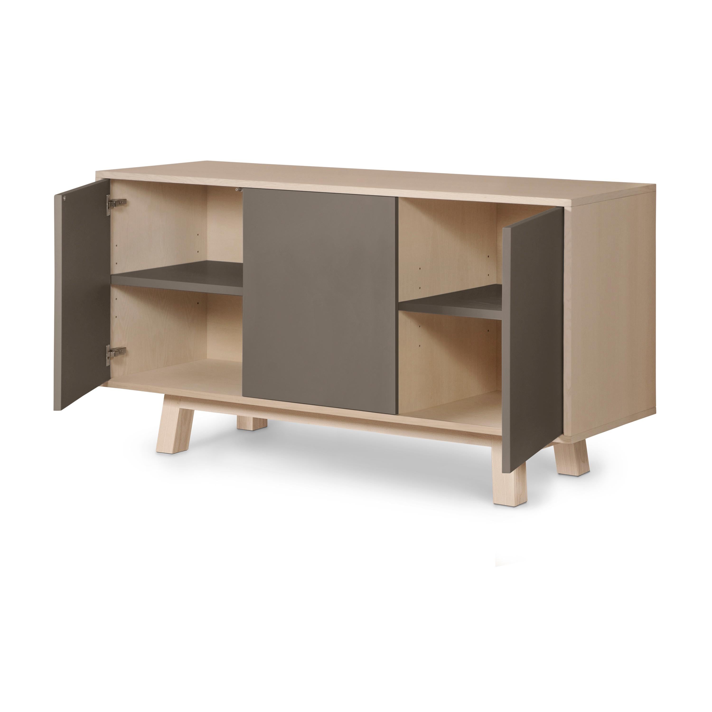Wood Customizable scandinavian 3-door chocolate-brown buffet by Eric Gizard Paris For Sale