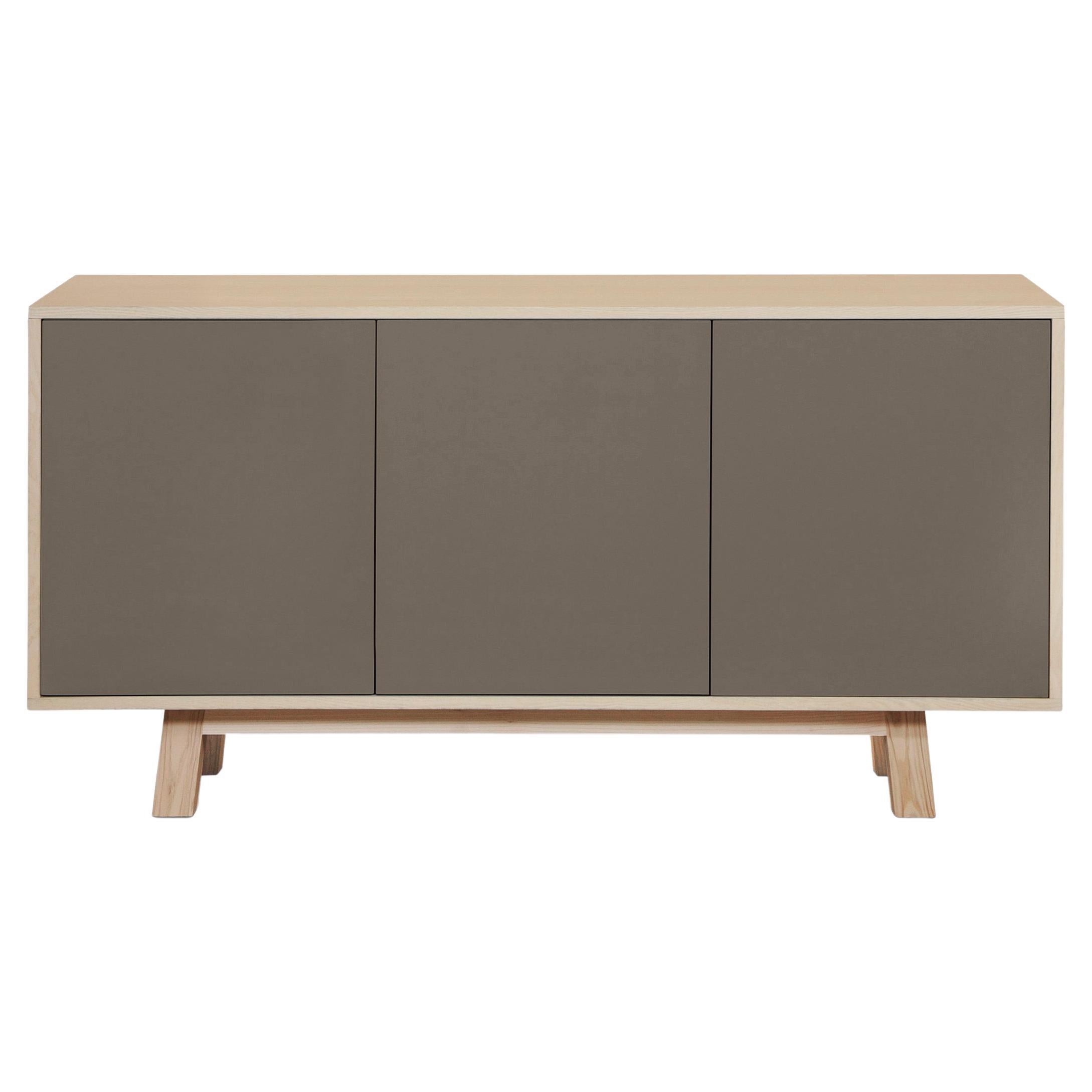 Customizable scandinavian 3-door chocolate-brown buffet by Eric Gizard Paris For Sale