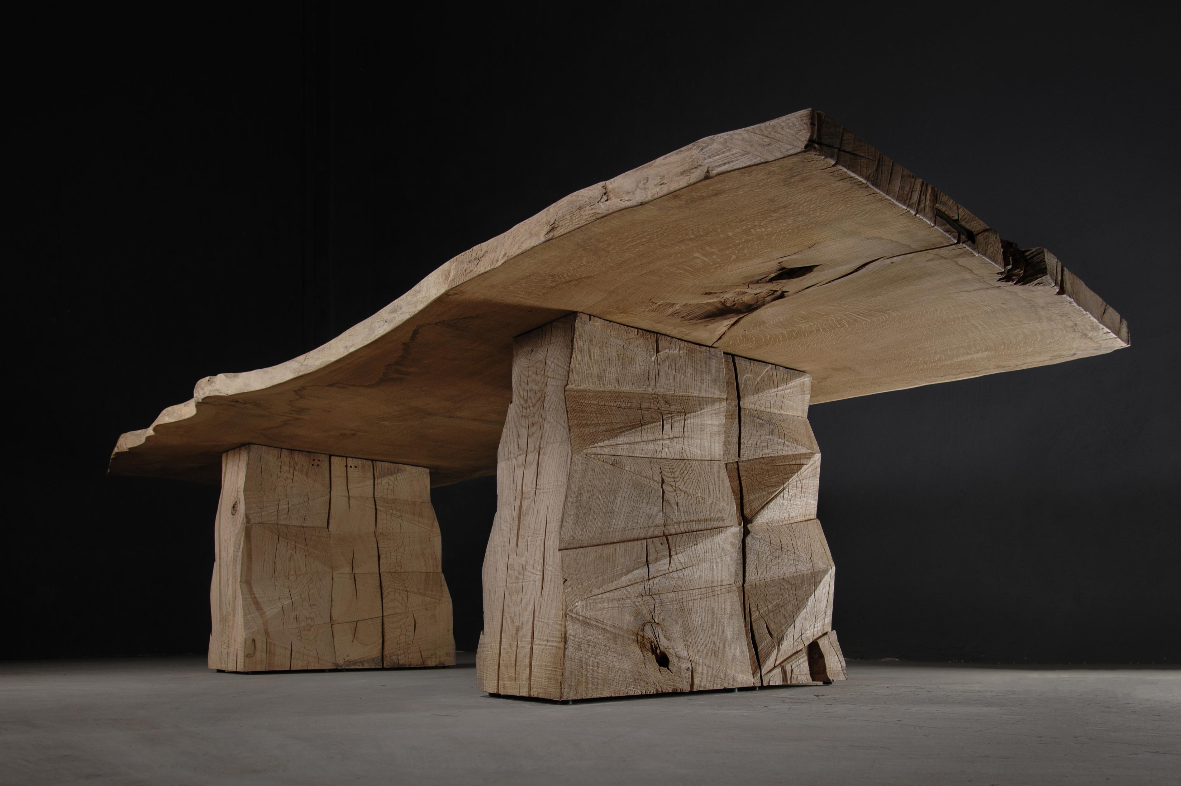 Massive Dining Table in Solid Oakwood by Denis Milovanov

Dimensions : 
H. 76 x L. 300 x P. 100 cm 
Personnalisable

Matériaux :
Chêne massif (+ huile de lin)
Sculptée à la main par l'artiste


Le mobilier Warm a été réalisé par le designer russe