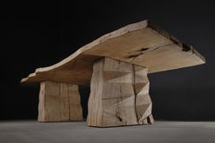 Anpassbarer skulpturaler massiver Esstisch aus massivem Eichenholzholz, V8