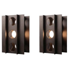 Customizable, Set of 4 Bushed Bronze Tenfold Wall Sconce, brutalist light