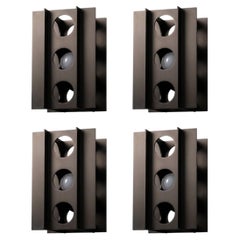 Customizable, Set of 4 Bushed Bronze Tenfold Wall Sconce, brutalist light